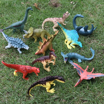 Oenux 12PCS Small Jurassic Dinosaur Set Brinquedo T-Rex Velociraptor Spinosaurus Mosasaur Model Action Figure Collection Kid Toy