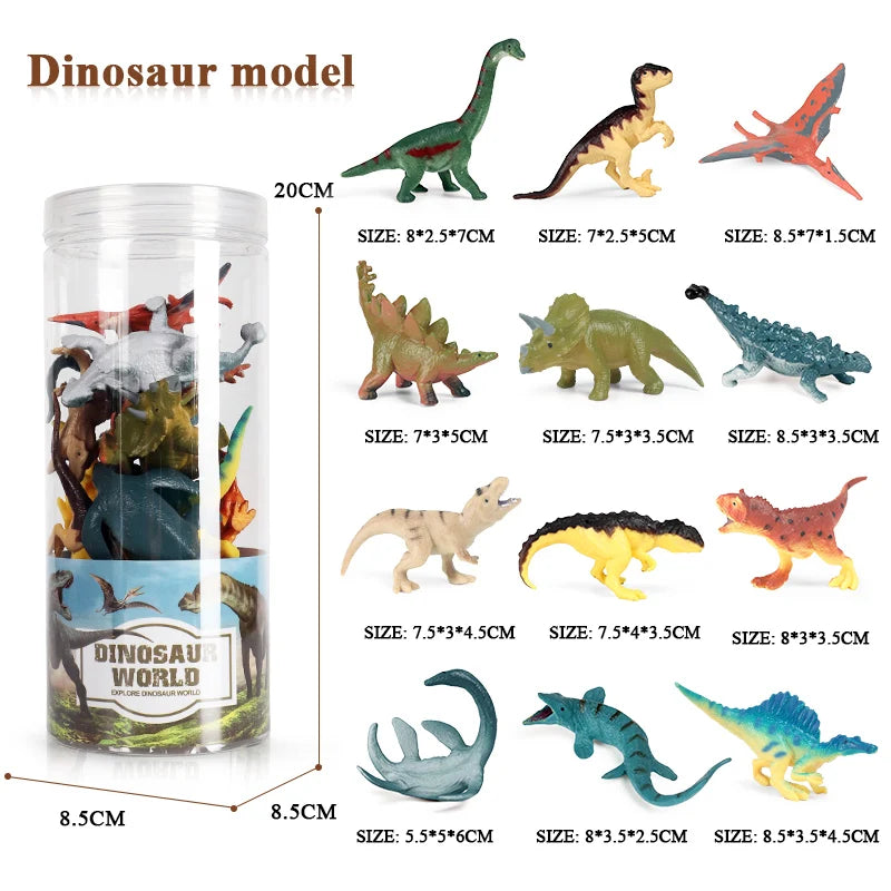 Oenux Miniature Animals Set Wild Sealife Farm Dinosaur Brinquedo Figurine Model Action Figures Zoo Cute Education Kids Toy Gift